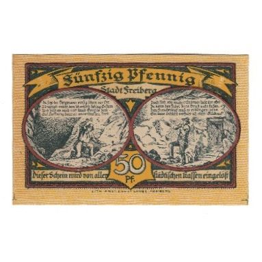 Banknote, Germany, Freiberg Stadt, 50 Pfennig, personnage 2, 1921, AU(55-58)