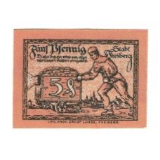 Billet, Allemagne, Freiberg Stadt, 5 Pfennig, personnage 1, 1918, 1918-12-31
