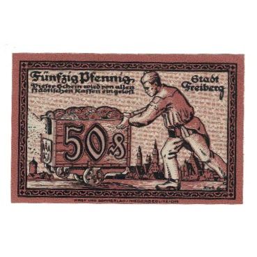 Banknote, Germany, Freiberg Stadt, 50 Pfennig, personnage, 1918, 1918-12-31
