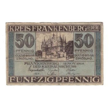 Banknote, Germany, Frankenberg a. Eder Kreis, 50 Pfennig, valeur faciale, 1918