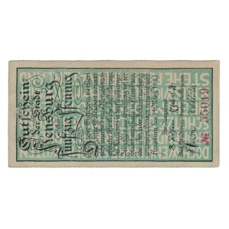 Banknote, Germany, Flensburg Stadt, 50 Pfennig, Texte, 1921, 1921-03-14