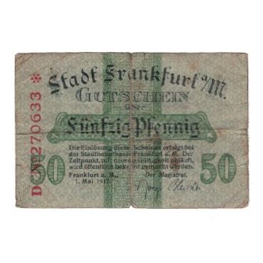 Billet, Allemagne, Frankfurt am Main Stadt, 50 Pfennig, N.D, 1917, 1917-05-01