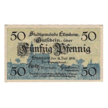 Banknote, Germany, Ettenheim Stadt, 50 Pfennig, valeur faciale, 1919