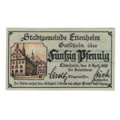Banknote, Germany, Ettenheim Stadt, 50 Pfennig, Blason, 1920, 1920-04-09