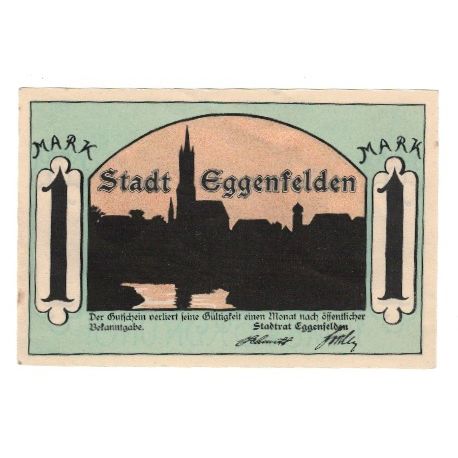 Banknote, Germany, Eggenfelden Bezirkssarkasse, 1 Mark, Lion, 1921, AU(55-58)