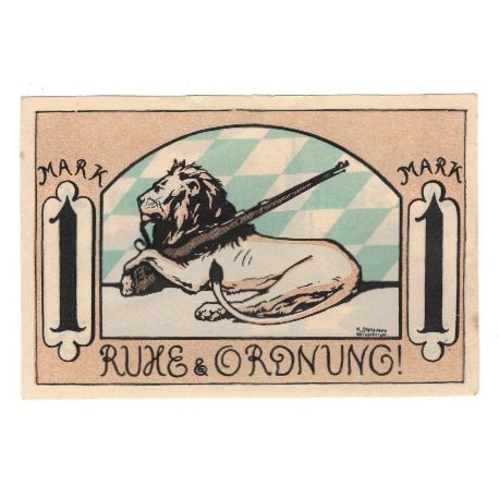 Banknote, Germany, Eggenfelden Bezirkssarkasse, 1 Mark, Lion, 1921, AU(55-58)