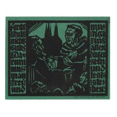 Biljet, Duitsland, Erfurt Stadt, 50 Pfennig, personnage 2, 1921, 1921-04-07