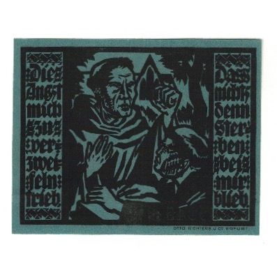 Biljet, Duitsland, Erfurt Stadt, 50 Pfennig, personnage 4, 1921, 1921-04-07