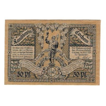 Banknote, Germany, Cochem Landkreis, 50 Pfennig, paysage, 1921, EF(40-45)