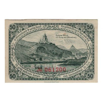 Banknote, Germany, Cochem Landkreis, 50 Pfennig, paysage, 1921, EF(40-45)