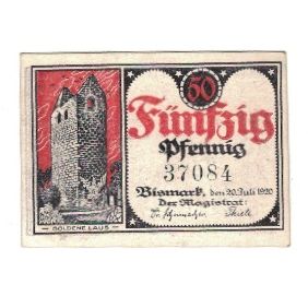 Banknote, Germany, Bismark Stadt, 50 Pfennig, personnage, 1920, 1920-12-31