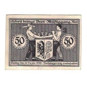 Banknote, Germany, Bismark Stadt, 50 Pfennig, personnage, 1920, 1920-12-31