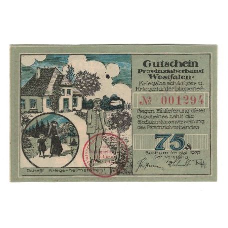 Banknote, Germany, Bochum Provinzialverband Kriegsbeschädigter und