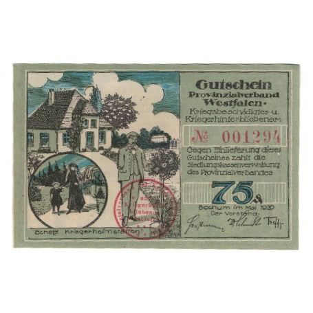 Banknote, Germany, Bochum Provinzialverband Kriegsbeschädigter und
