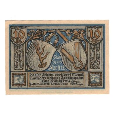 Banknote, Germany, Forst i.L. Stadt, 10 Pfennig, Batiment, 1921, 1921-07-01