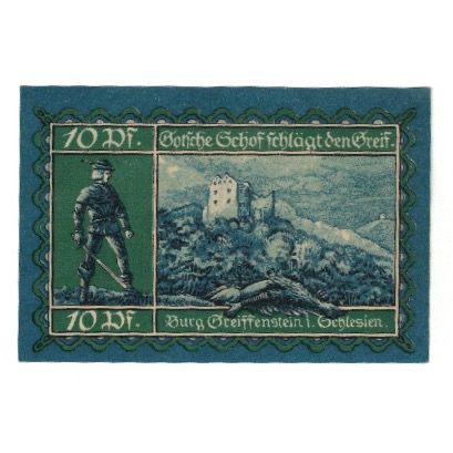 Banknote, Germany, Greiffenberg Stadtsparkasse, 10 Pfennig, personnage, 1920