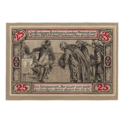 Banknote, Germany, Greiffenberg Stadtsparkasse, 25 Pfennig, personnage, 1920
