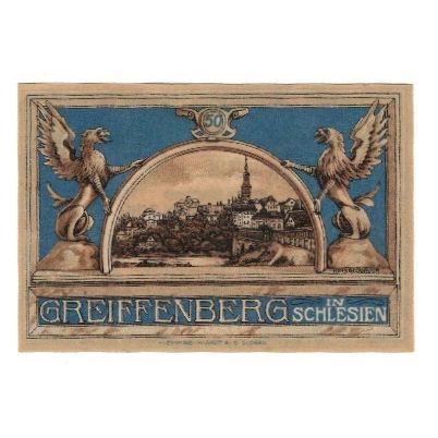 Banknote, Germany, Greiffenberg Stadtsparkasse, 50 Pfennig, paysage, 1920