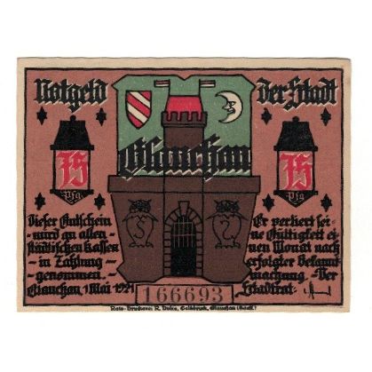 Banknote, Germany, Glauchau Stadt, 75 Pfennig, personnage, 1921, 1921-05-01