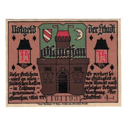 Banknote, Germany, Glauchau Stadt, 75 Pfennig, personnage 1, 1921, 1921-05-01