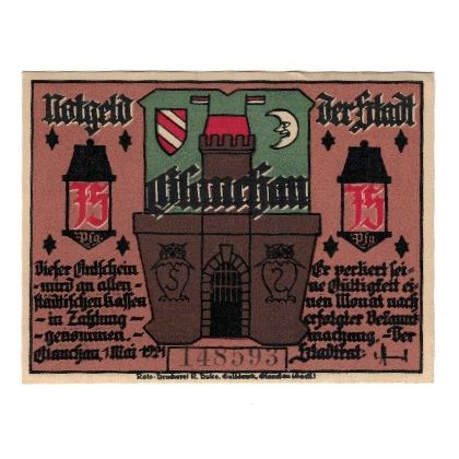 Banknote, Germany, Glauchau Stadt, 75 Pfennig, personnage 2, 1921, 1921-05-01
