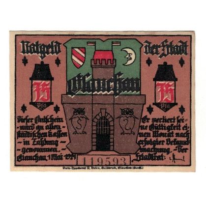 Banknote, Germany, Glauchau Stadt, 75 Pfennig, personnage 3, 1921, 1921-05-01