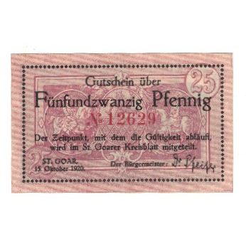 Banknote, Germany, St. Goar Stadt, 25 Pfennig, valeur faciale, 1920, 1920-10-15