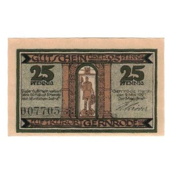 Banknote, Germany, Gernrode a.H. Stadt, 25 Pfennig, Batiment, 1921, 1921-05-09