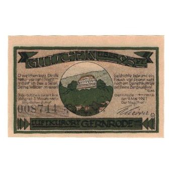 Nota, Alemanha, Gernrode a.H. Stadt, 25 Pfennig, paysage, 1921, 1921-05-09