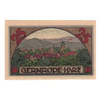 Nota, Alemanha, Gernrode a.H. Stadt, 25 Pfennig, paysage, 1921, 1921-05-09