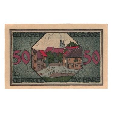 Banknote, Germany, Gernrode a.H. Stadt, 50 Pfennig, Ville, 1921, 1921-05-09