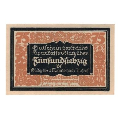 Banknote, Germany, Glatz Städtische Sparkasse, 75 Pfennig, personnage, 1921