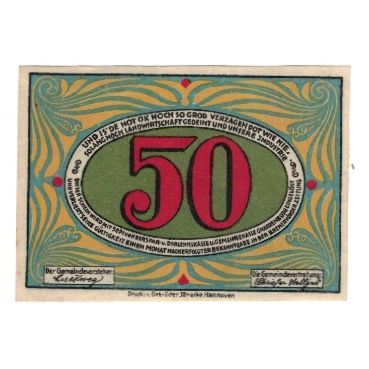 Banknote, Germany, Gnarrenburg Gemeinde, 50 Pfennig, ruine, undated (1921)