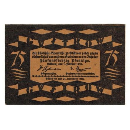 Banknote, Germany, Güstrow Stadt, 75 Pfennig, Batiment, 1922, 1922-12-31