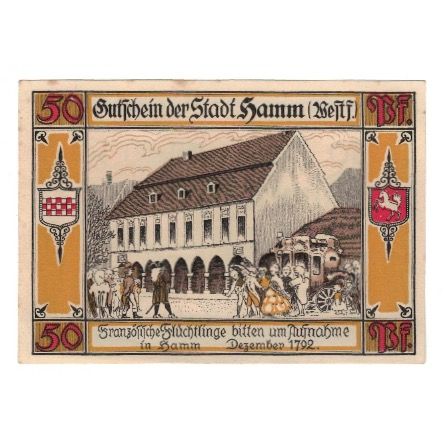 Billet, Allemagne, Hamm Stadt, 50 Pfennig, personnage 1, 1921, 1921-10-01, SUP