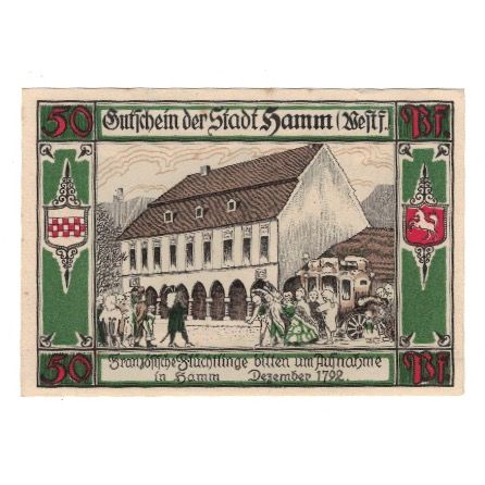 Billet, Allemagne, Hamm Stadt, 50 Pfennig, personnage 2, 1921, 1921-10-01, SUP