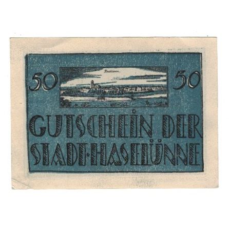 Billet, Allemagne, Haselünne Stadt, 50 Pfennig, personnage, 1921, 1921-10-01