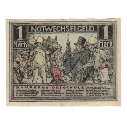 Banconote, Germania, Hamburg Verein Hamburger Gastwirte, 1 Mark, paysage, 1921