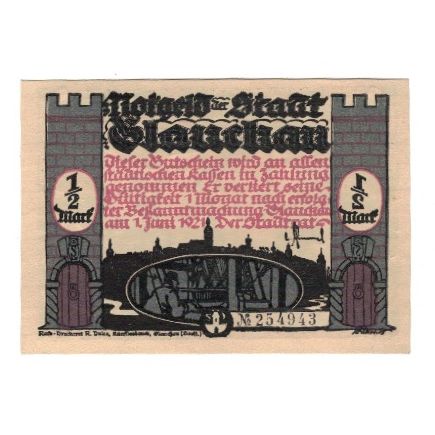 Banknote, Germany, Glauchau Stadt, 1/2 Mark, personnage 1, 1921, 1921-05-01