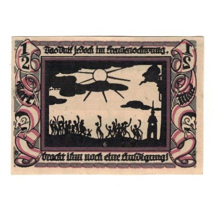 Billet, Allemagne, Glauchau Stadt, 1/2 Mark, personnage 2, 1921, 1921-05-01