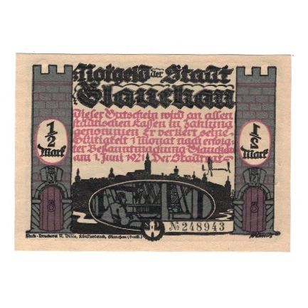 Banknote, Germany, Glauchau Stadt, 1/2 Mark, personnage 3, 1921, 1921-05-01