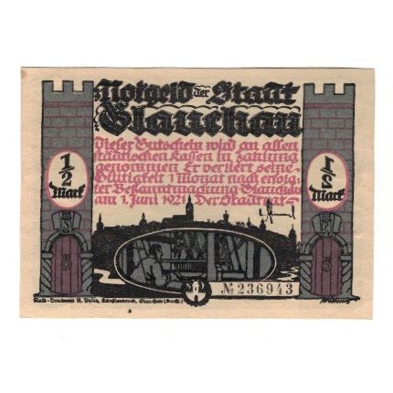 Banknote, Germany, Glauchau Stadt, 1/2 Mark, personnage 5, 1921, 1921-05-01