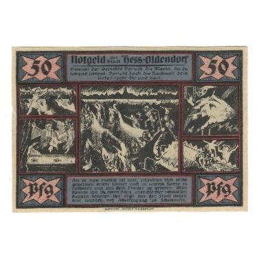 Banknote, Germany, Hessisch Oldendorf Stadt, 50 Pfennig, personnage, 1921