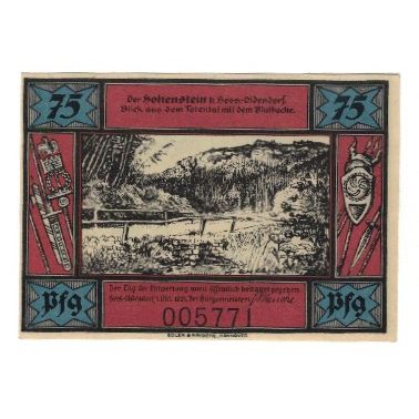 Banknote, Germany, Hessisch Oldendorf Stadt, 75 Pfennig, personnage, 1921