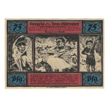 Banknote, Germany, Hessisch Oldendorf Stadt, 75 Pfennig, personnage, 1921