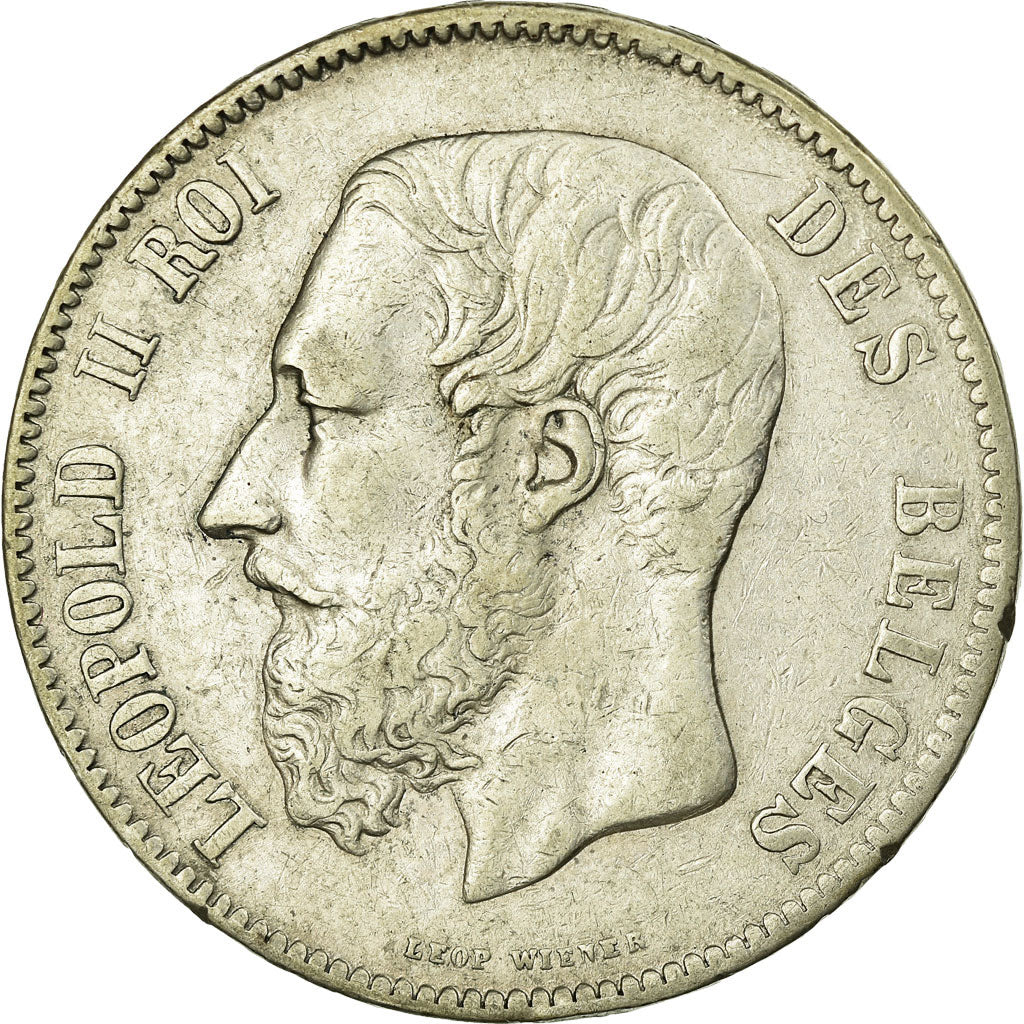 Belgium, Leopold II, 5 Francs, 5 Frank, 1865, Silver, AU(50-53)