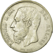 Belgium, Leopold II, 5 Francs, 5 Frank, 1865, Silver, AU(50-53)