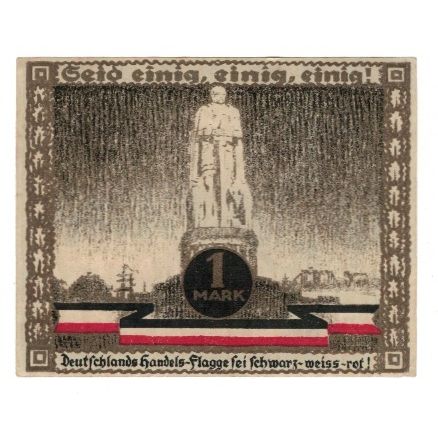 Banknote, Germany, Hamburg Kultur und Sportwoche, 1 Mark, statue, 1921
