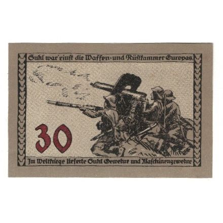 Banknote, Germany, Suhl Stadt, 30 Pfennig, personnage 1, 1922, AU(55-58)