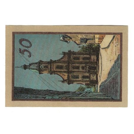 Biljet, Duitsland, Suhl Stadt, 50 Pfennig, Eglise, 1922, SUP, Mehl:1303.1